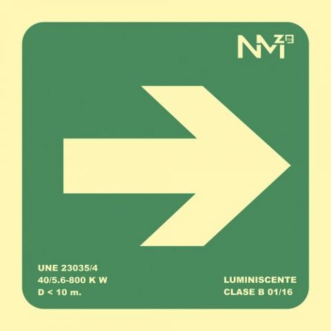 SEÑAL HOMOLOGADA FOTOLUMINISCENTE FLECHA DERECHA P