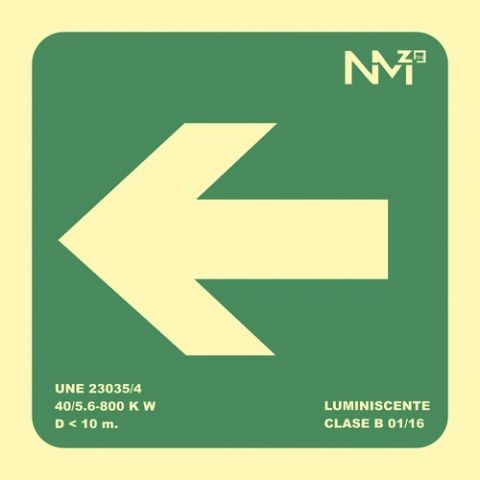 SEÑAL HOMOLOGADA FOTOLUMINISCENTE FLECHA IZQUIERDA