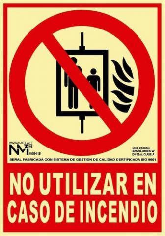 SEÑAL HOMOLOGADA FOTOLUMINISCENTE NO UTILIZAR EN C