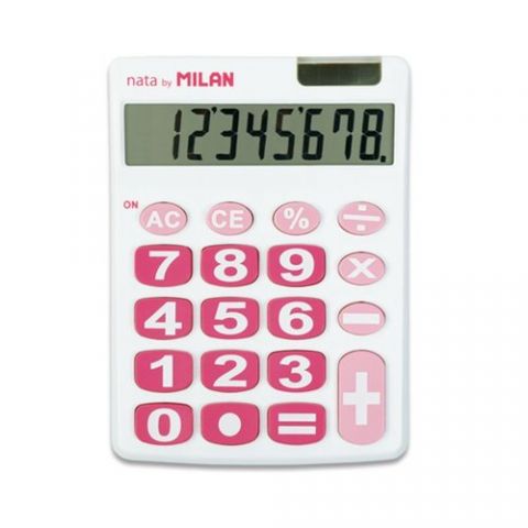 CALCULADORA SOBREMESA MILAN 8 DIGITOS  BLANCO/ROSA