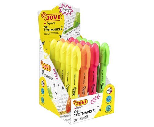 MARCADOR FLUOR GEL JOVI EXPOSITOR de 20 (4 colores