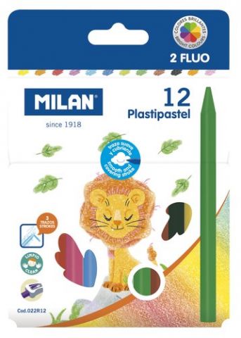 CERAS MILAN PLASTIPASTEL REDONDOS CAJA de 12 (2 co