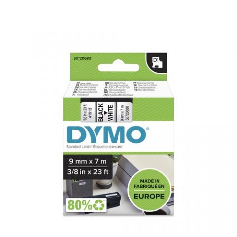 CINTA de ROTULAR DYMO LM D1 7m  9mm NEGRO sobre BL
