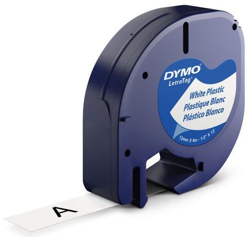 CINTA de ROTULAR DYMO LETRATAG PLASTICO 4m 12mm NE