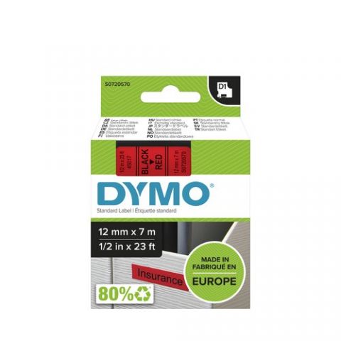 CINTA de ROTULAR DYMO LM D1 7m 12mm NEGRO sobre RO