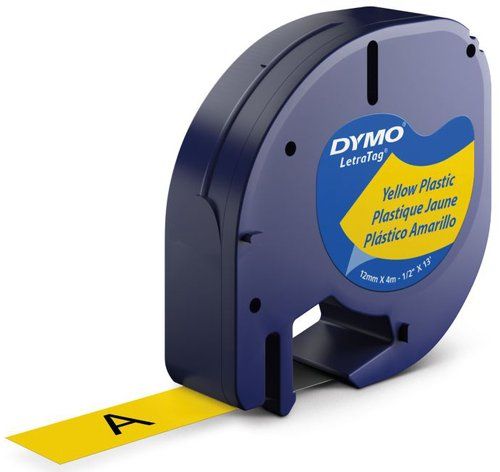 CINTA de ROTULAR DYMO LETRATAG PLASTICO 4m 12mm NE