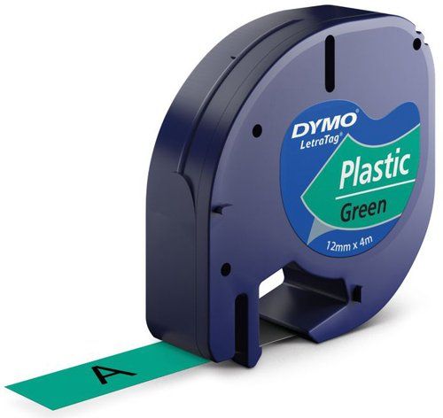 CINTA de ROTULAR DYMO LETRATAG PLASTICO 4m 12mm NE