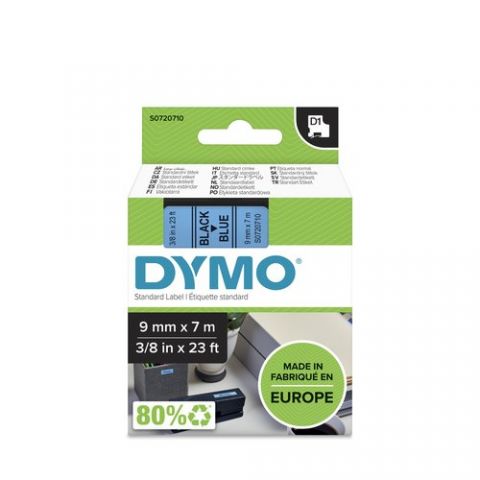 CINTA de ROTULAR DYMO LM D1 7m  9mm NEGRO sobre AZ