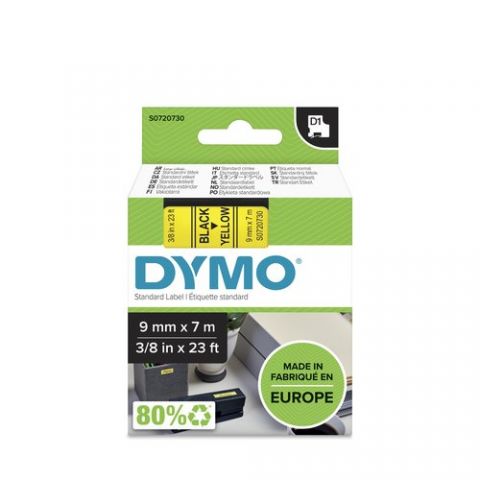 CINTA de ROTULAR DYMO LM D1 7m  9mm NEGRO sobre AM