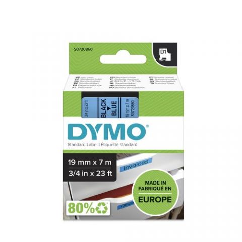 CINTA de ROTULAR DYMO LM D1 7m 19mm NEGRO sobre AZ