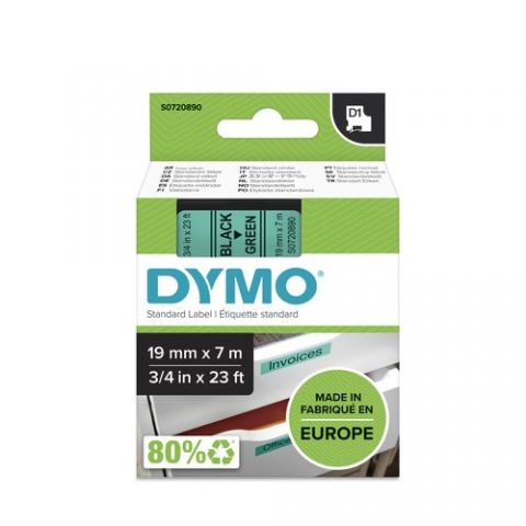 CINTA de ROTULAR DYMO LM D1 7m 19mm NEGRO sobre VE
