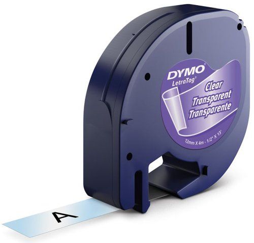 CINTA de ROTULAR DYMO LETRATAG PLASTICO 4m 12mm NE