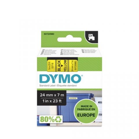 CINTA de ROTULAR DYMO LM D1 7m 24mm NEGRO sobre AM