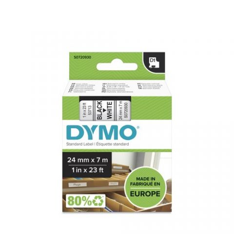 CINTA de ROTULAR DYMO LM D1 7m 24mm NEGRO sobre BL
