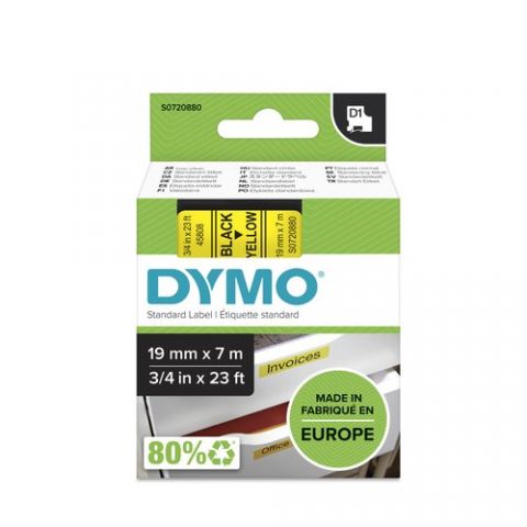 CINTA de ROTULAR DYMO LM D1 7m 19mm NEGRO sobre AM