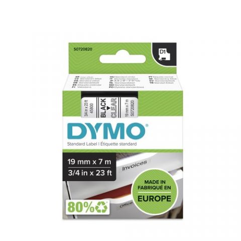 CINTA de ROTULAR DYMO LM D1 7m 19mm NEGRO sobre TR