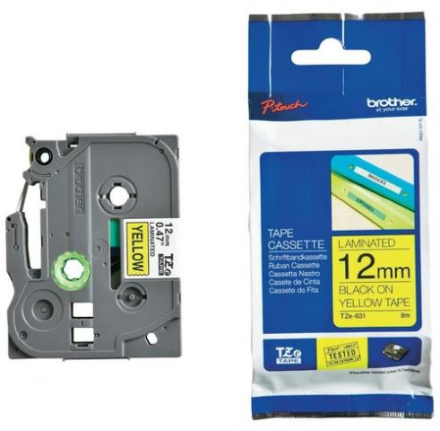 CINTA de ROTULAR BROTHER LAMINADA 8m 12mm NEGRO so