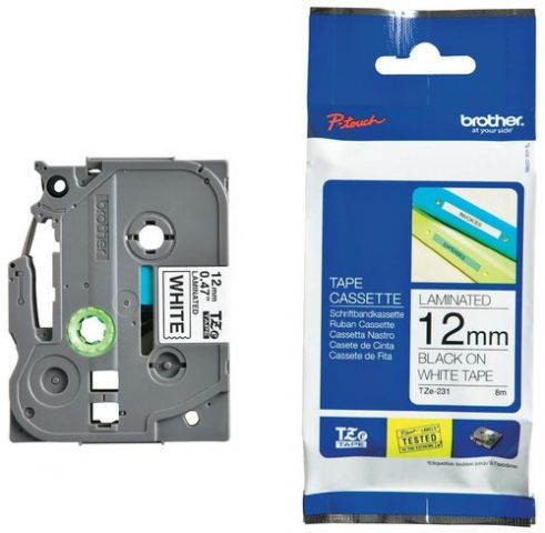 CINTA de ROTULAR BROTHER LAMINADA 8m 12mm NEGRO so