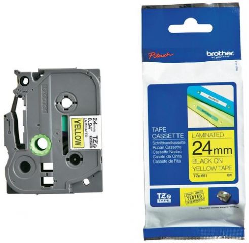 CINTA de ROTULAR BROTHER LAMINADA 8m 24mm NEGRO so