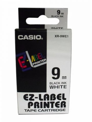 CINTA de ROTULAR CASIO 8m  9mm NEGRO sobre BLANCO