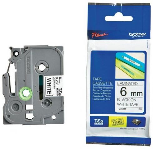 CINTA de ROTULAR BROTHER LAMINADA 8m  6mm NEGRO so