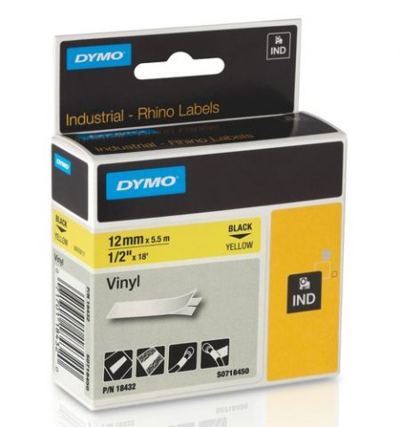 CINTA de ROTULAR DYMO RHINO ID1 VINILO 5,5m 12mm N