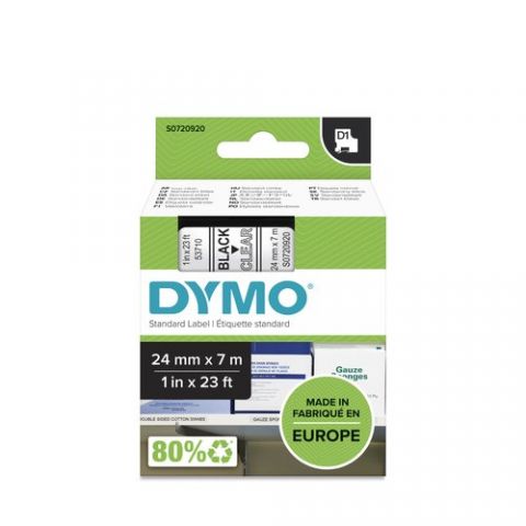 CINTA de ROTULAR DYMO LM D1 7m 24mm NEGRO sobre TR