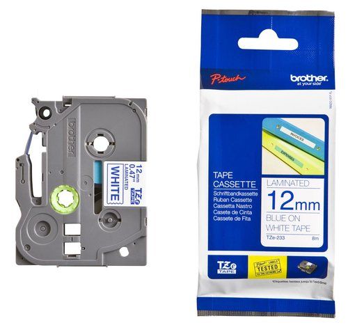 CINTA de ROTULAR BROTHER LAMINADA 8m 12mm AZUL sob