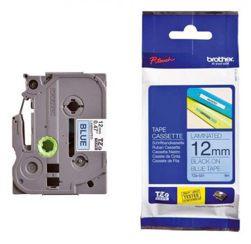 CINTA de ROTULAR BROTHER LAMINADA 8m 12mm NEGRO so
