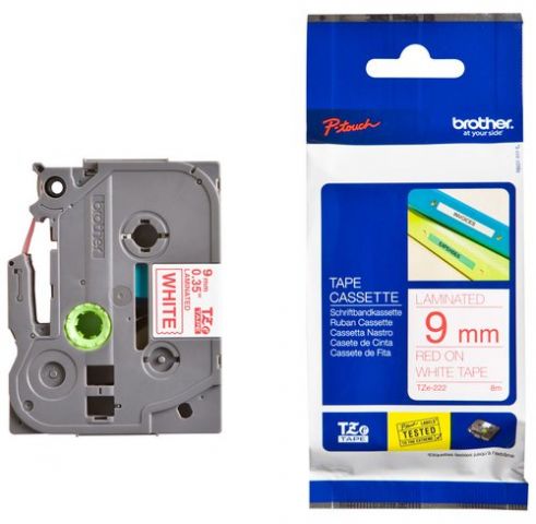 CINTA de ROTULAR BROTHER LAMINADA 8m  9mm ROJO sob