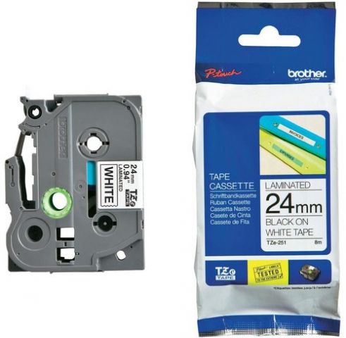 CINTA de ROTULAR BROTHER LAMINADA 8m 24mm NEGRO so