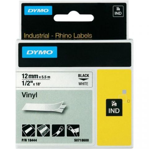 CINTA de ROTULAR DYMO RHINO ID1 VINILO 5,5m 12mm N