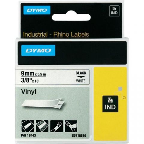 CINTA de ROTULAR DYMO RHINO ID1 VINILO 5,5m  9mm N