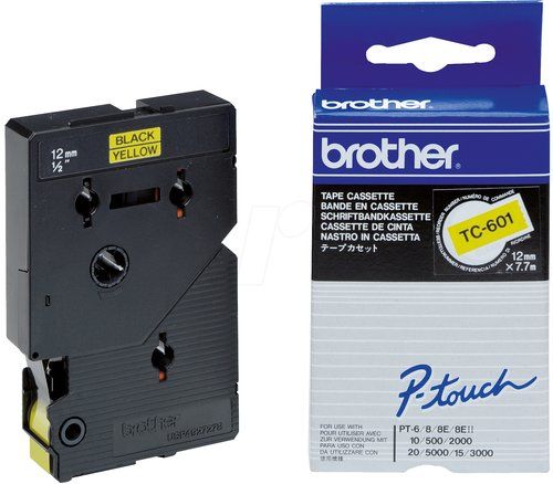 CINTA de ROTULAR BROTHER LAMINADA 7,7m 12mm NEGRO