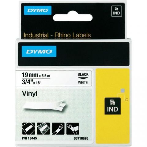 CINTA de ROTULAR DYMO RHINO ID1 VINILO 5,5m 19mm N