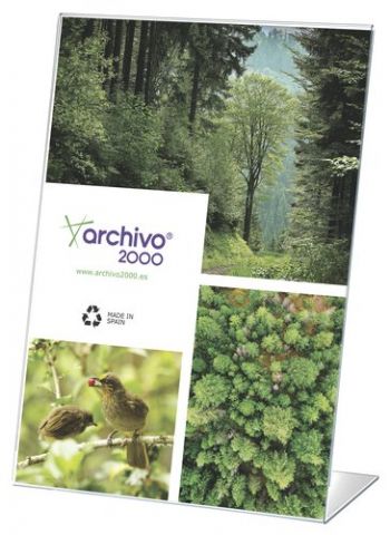 EXPOSITOR SOBREMESA EN FORMA DE L A4 VERTICAL CRIS