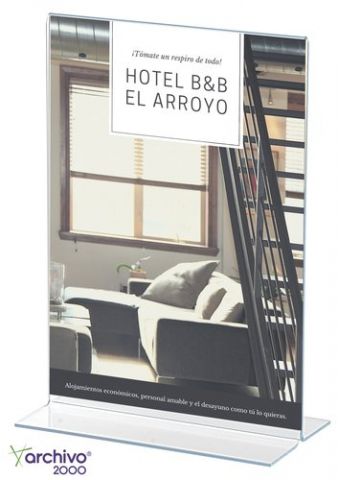 EXPOSITOR SOBREMESA EN FORMA DE T A4 VERTICAL CRIS