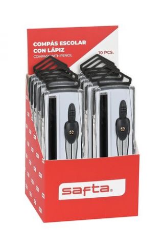 COMPAS SAFTA ESCOLAR C/LAPIZ EXPOSITOR DE 10