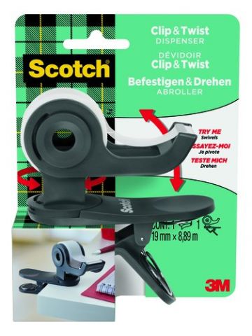 PORTARROLLOS SCOTCH CLIP&TWIST C19 GRIS PIZARRA +