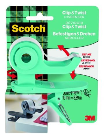 PORTARROLLOS SCOTCH CLIP&TWIST C19 VERDE AGUA + CI