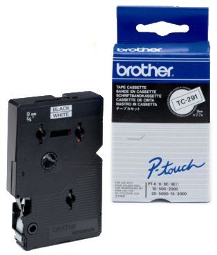 CINTA de ROTULAR BROTHER LAMINADA 7,7m 9mm  NEGRO