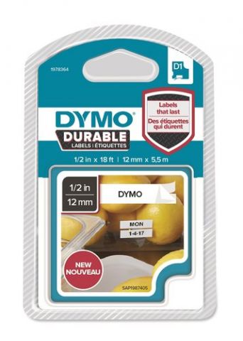 CINTA de ROTULAR DYMO TRADICIONAL 5,5m 12mm NEGRO/