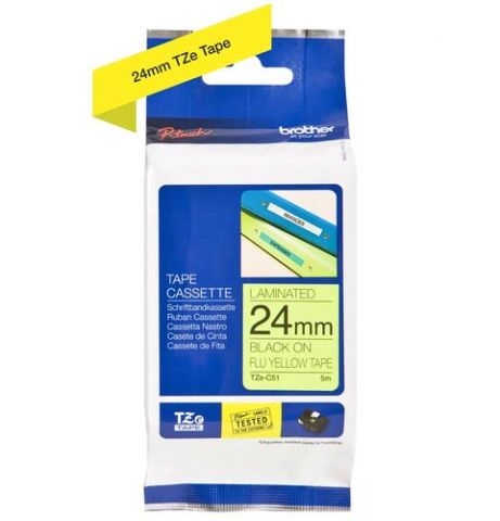 CINTA de ROTULAR BROTHER LAMINADA 5m 24mm NEGRO so