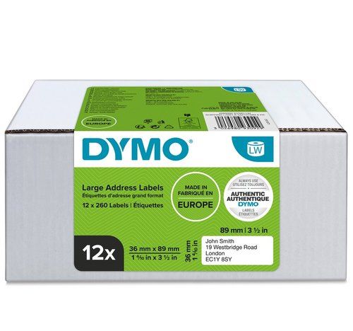 ETIQUETAS DYMO LABEL WRITER  36x89 mm RL.260 uds.