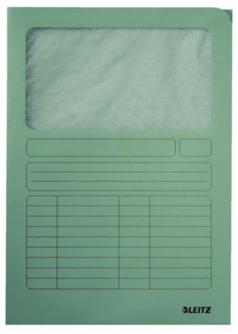 SUBCARPETA LEITZ VENTANA 140g A4 VERDE PAQUETE de