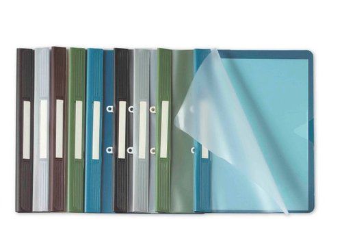 DOSIER FASTENER PARDO PVC Fº C/TARJET. AZUL
