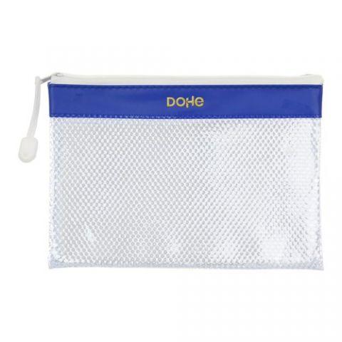 DOSIER SOBRE DOHE CREMALLERA A5 PVC BLANCO/AZUL