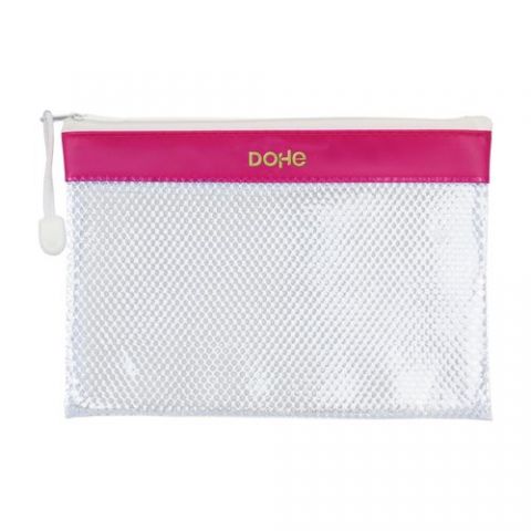 DOSIER SOBRE DOHE CREMALLERA A5 PVC BLANCO/ROSA