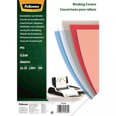 TAPA de ENCUADERNAR FELLOWES A4 0,18 mm PVC CRISTA