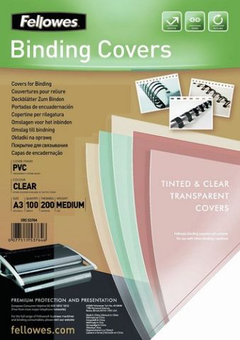 TAPA de ENCUADERNAR FELLOWES A3 0,2 mm PVC CRISTAL